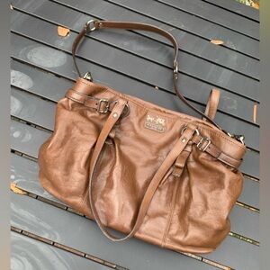 Coach Brown Leather Madison Purse Bag Crossbody Lavender Purple Interior